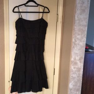 Layered Linen Black Dress